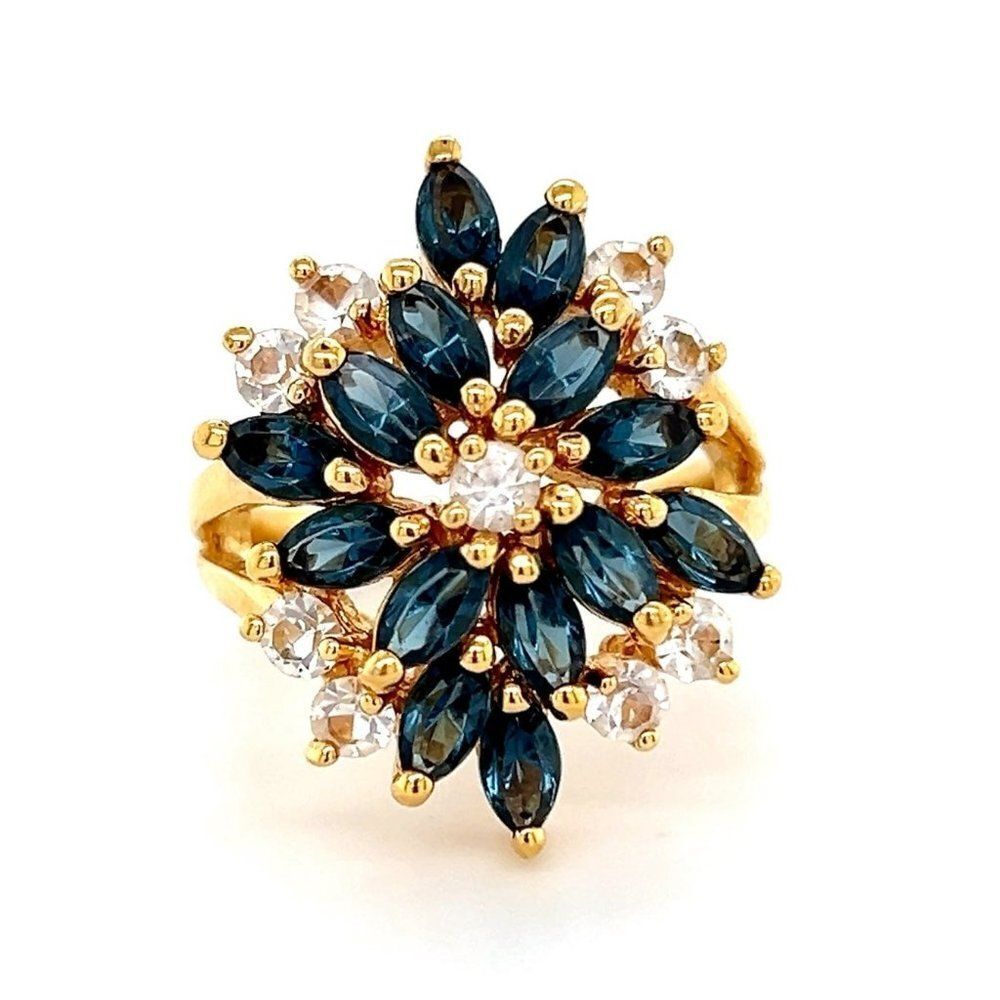 Cluster‎ Blue/White Faux Sapphires Ring